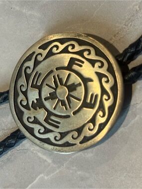 Vintage Southwestern Bolo Tie Kokopelli Sun Design